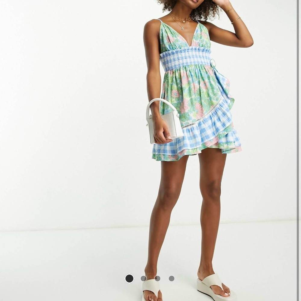 ASOS Blue and Green Tiered Ruffled Sundress